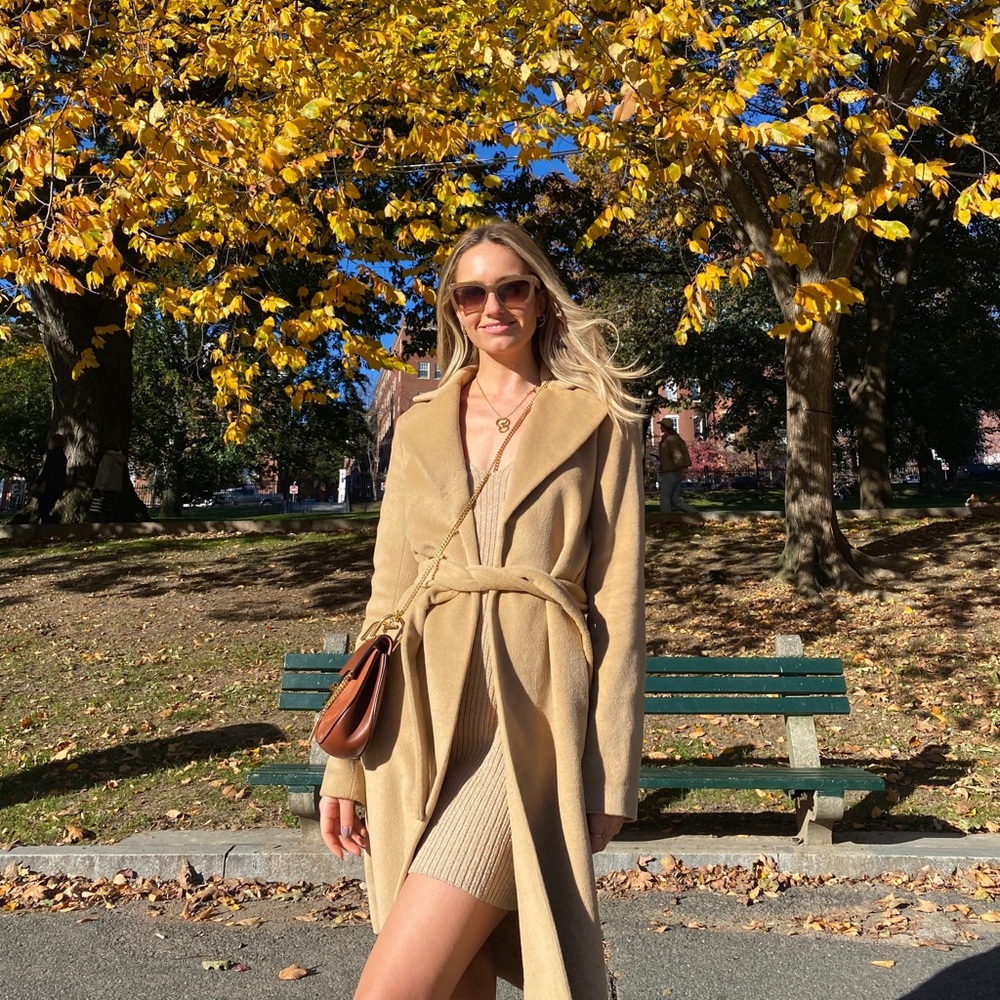 Theory camel angora/wool robe coat with belt sz S